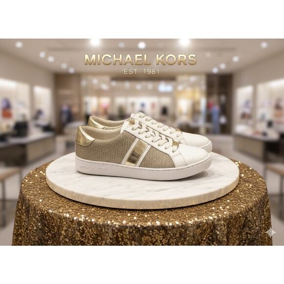 Michael Kors Gold Glittered Sneakers  Sz. 8 - Picture 1 of 5